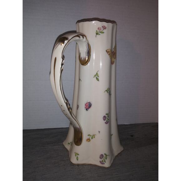 Burton & Burton China Porcelain Pitcher W/ Lady Bug, Butterflies, Dragonfly - Picture 4 of 9